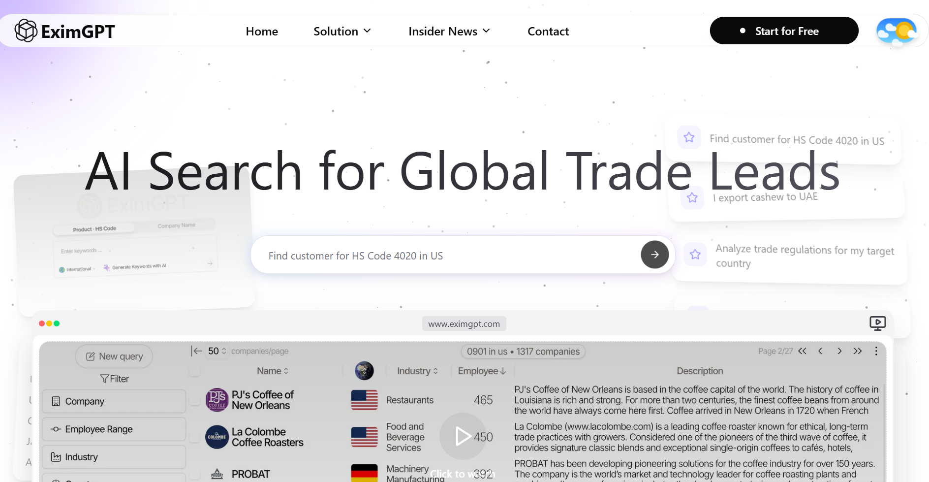 AI Search for Global Trade Leads